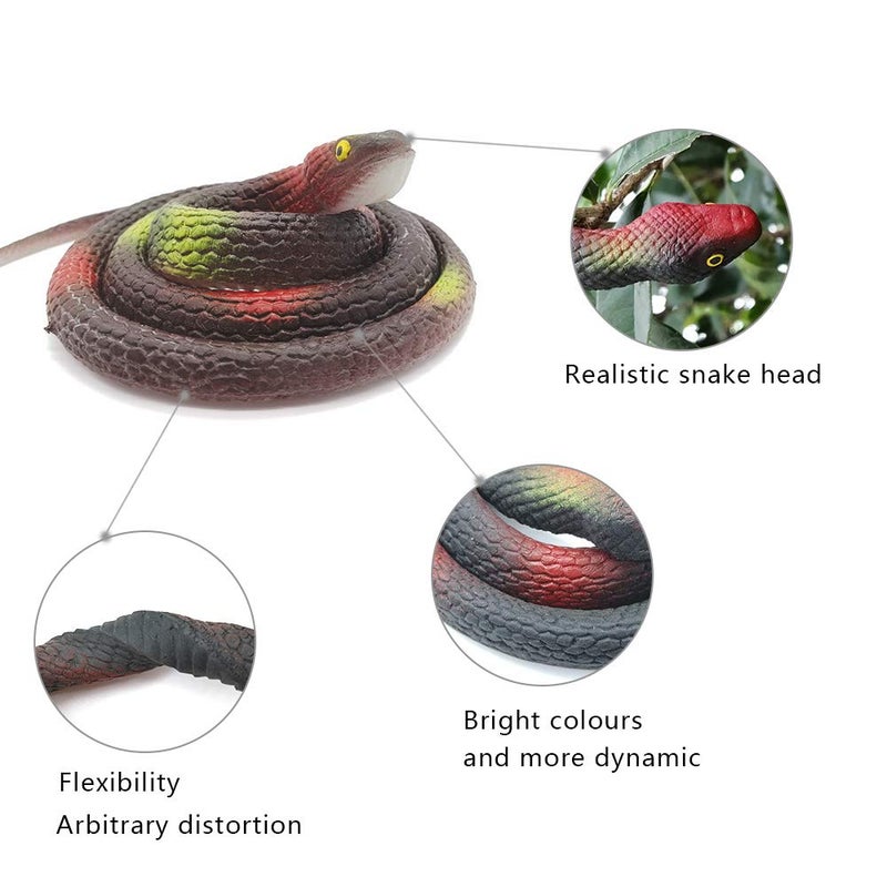 Lechay Rubber Snakes to Keep Birds Away,4 Pieces 29 Inch Realistic Rubber Snakes, Pranks, Halloween Decoration, Fake Snake for Garden Props to Scare Birds, Squirrels, Mice - Image 5